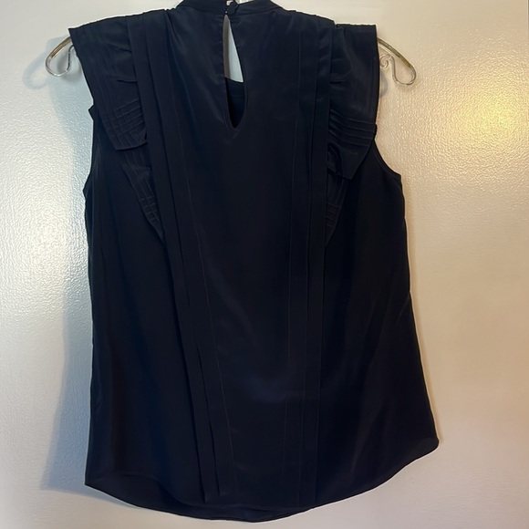 Rebecca Taylor Midnight Pintuck Sleeveless 100% Silk Button Back Blouse Size XS - Picture 6 of 7